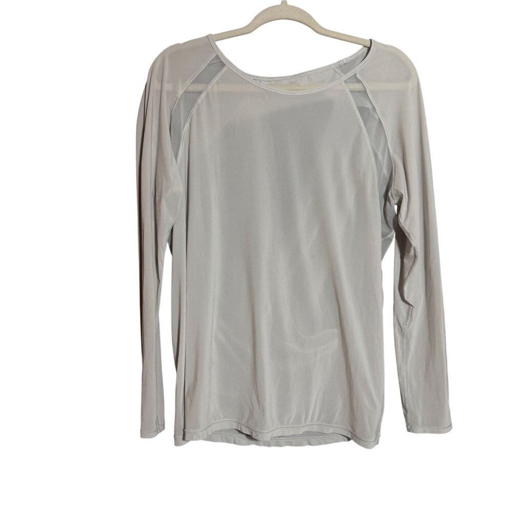 Lululemon Athletica If You’re Lucky Mesh Blouse Top Women's gray Long Sleeve